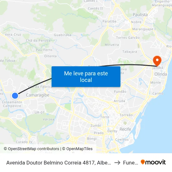 Avenida Doutor Belmino Correia 4817, Alberto Maia to Funeso map
