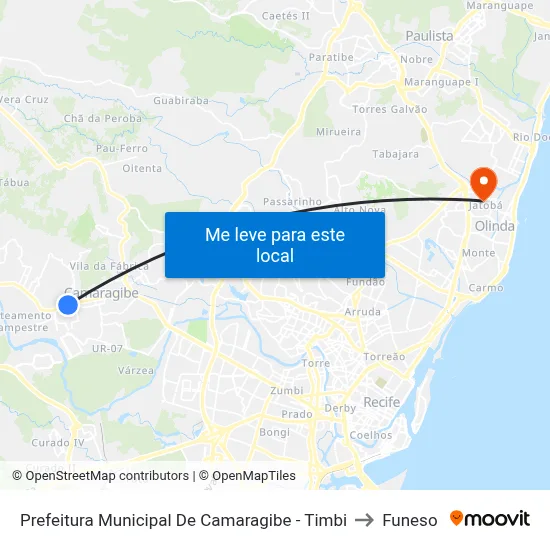 Prefeitura Municipal De Camaragibe - Timbi to Funeso map
