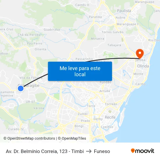Av. Dr. Belmínio Correia, 123 - Timbi to Funeso map