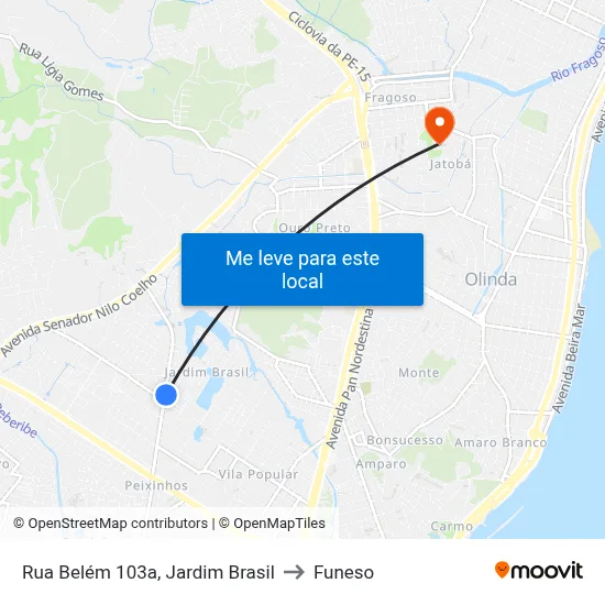 Rua Belém 103a, Jardim Brasil to Funeso map