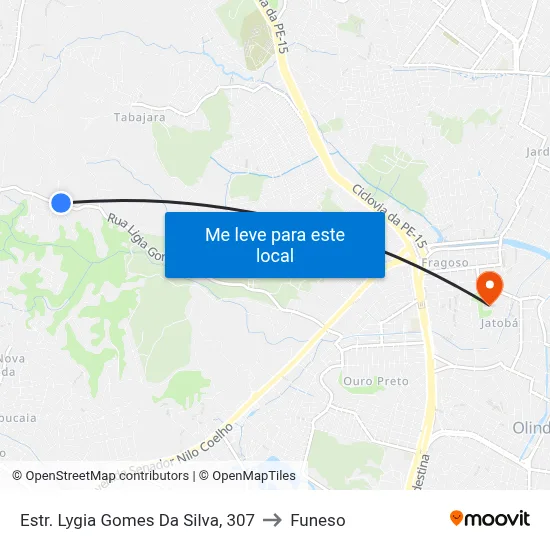 Estr. Lygia Gomes Da Silva, 307 to Funeso map