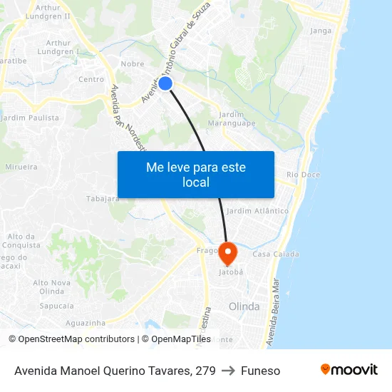 Avenida Manoel Querino Tavares, 279 to Funeso map