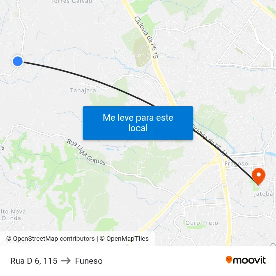 Rua D 6, 115 to Funeso map