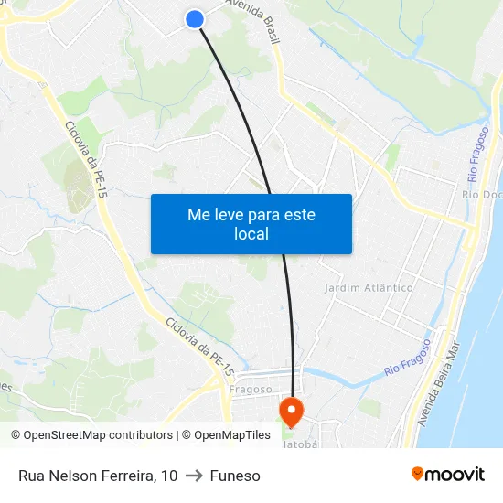 Rua Nelson Ferreira, 10 to Funeso map