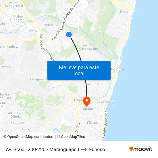 Av. Brasil, 200-220 - Maranguape I to Funeso map