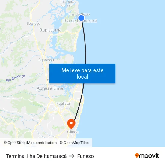 Terminal Ilha De Itamaracá to Funeso map