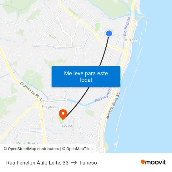 Rua Fenelon Átilo Leite, 33 to Funeso map