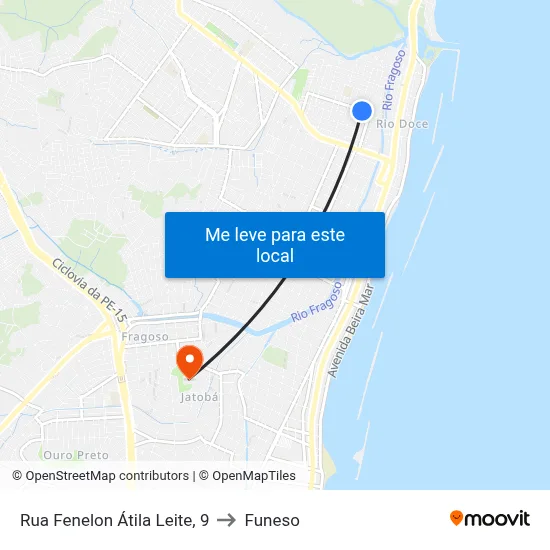 Rua Fenelon Átila Leite, 9 to Funeso map