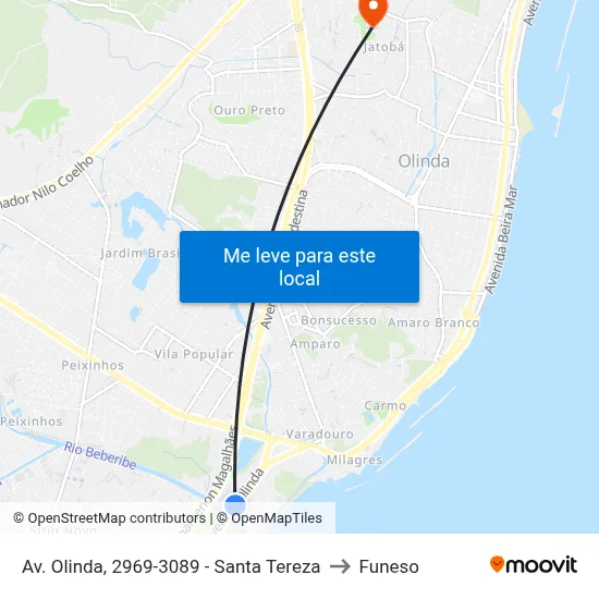 Av. Olinda, 2969-3089 - Santa Tereza to Funeso map
