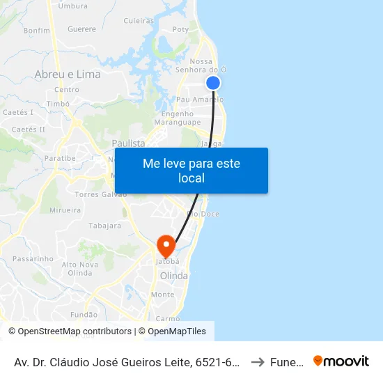 Av. Dr. Cláudio José Gueiros Leite, 6521-6541 to Funeso map