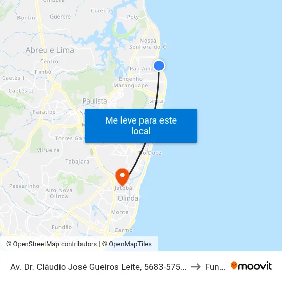 Av. Dr. Cláudio José Gueiros Leite, 5683-5755 - Pau Amarelo to Funeso map