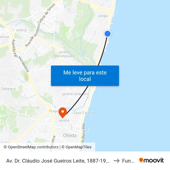 Av. Dr. Cláudio José Gueiros Leite, 1887-1949 - Janga to Funeso map