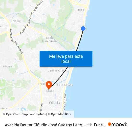 Avenida Doutor Cláudio José Gueiros Leite, 1528 to Funeso map