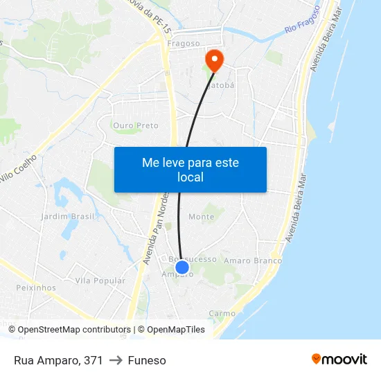 Rua Amparo, 371 to Funeso map
