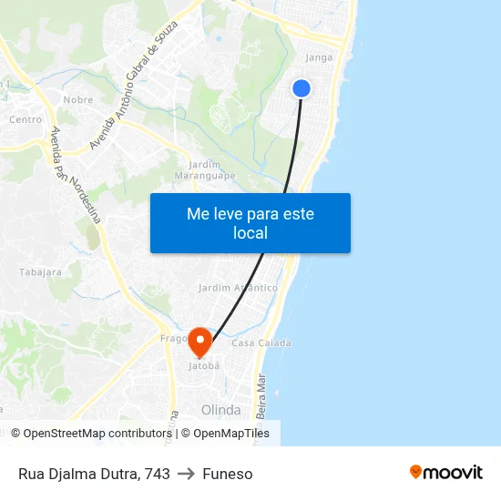 Rua Djalma Dutra, 743 to Funeso map