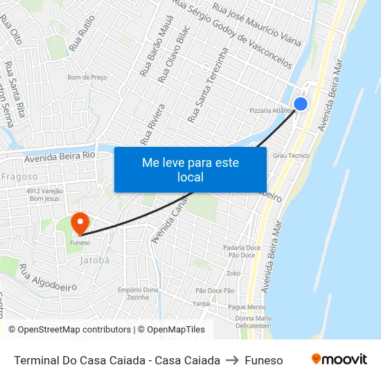Terminal Do Casa Caiada - Casa Caiada to Funeso map