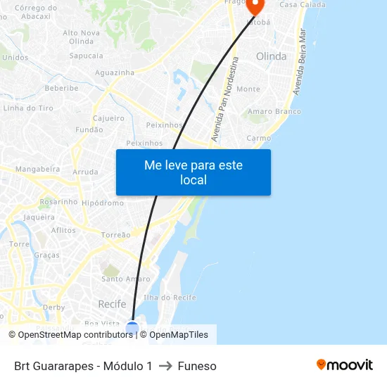 Brt Guararapes - Módulo 1 to Funeso map