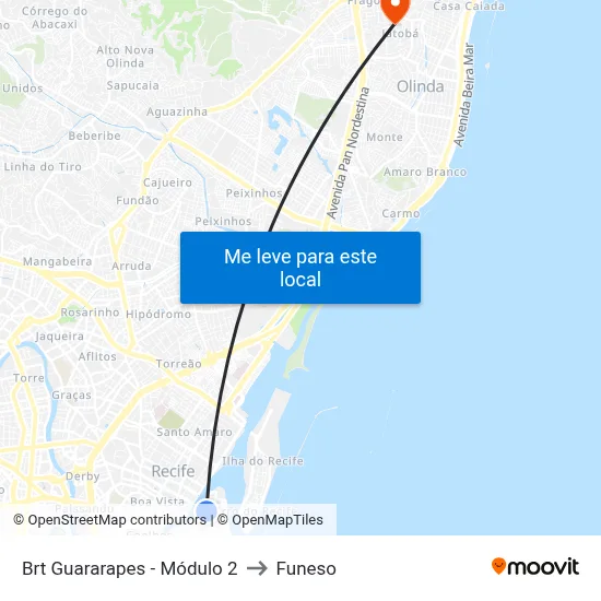 Brt Guararapes - Módulo 2 to Funeso map