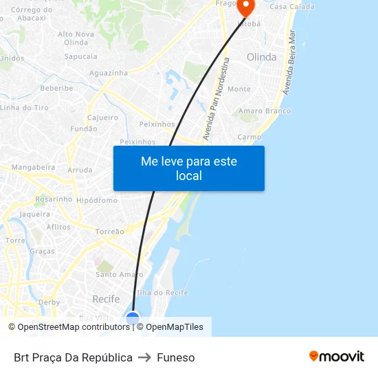Brt Praça Da República to Funeso map