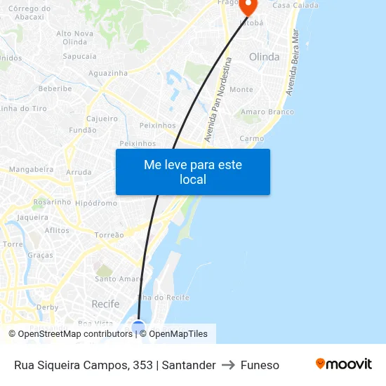 Rua Siqueira Campos, 353 | Santander to Funeso map