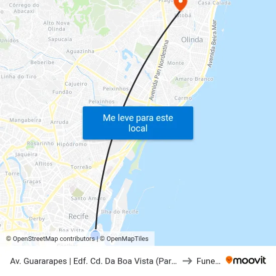Av. Guararapes | Edf. Cd. Da Boa Vista (Parada 1) to Funeso map
