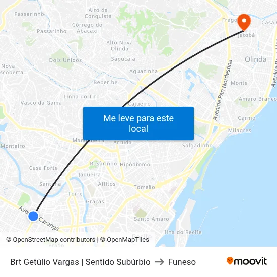 Brt Getúlio Vargas | Sentido Subúrbio to Funeso map