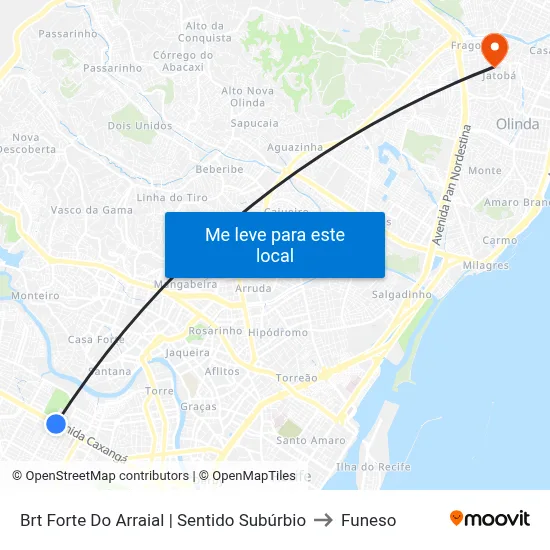 Brt Forte Do Arraial | Sentido Subúrbio to Funeso map