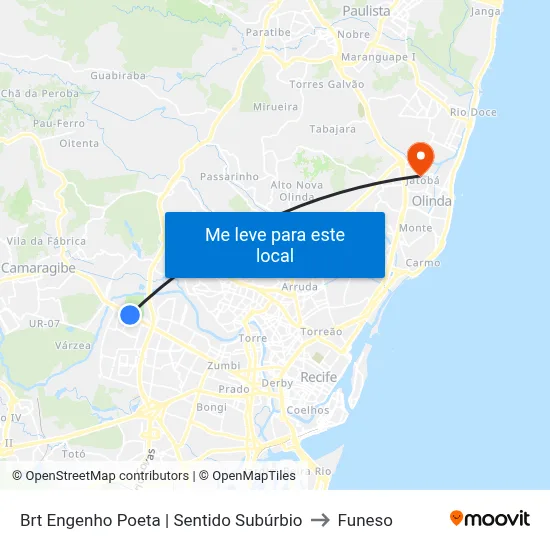 Brt Engenho Poeta | Sentido Subúrbio to Funeso map