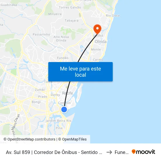Av. Sul 859 | Corredor De Ônibus - Sentido Centro to Funeso map