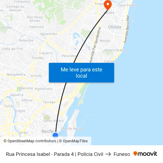 Rua Princesa Isabel - Parada 4 | Polícia Civil to Funeso map