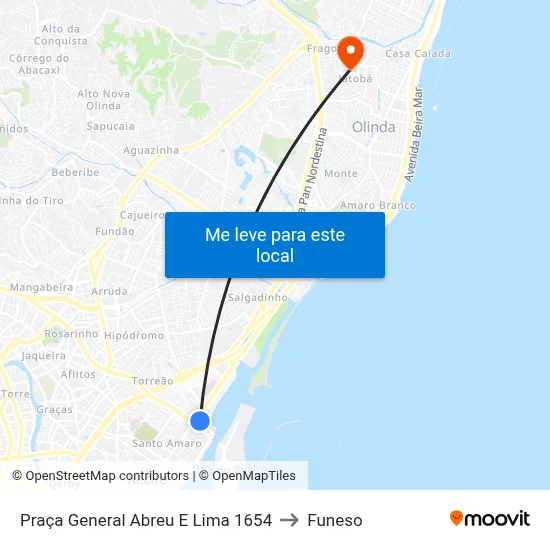 Praça General Abreu E Lima 1654 to Funeso map