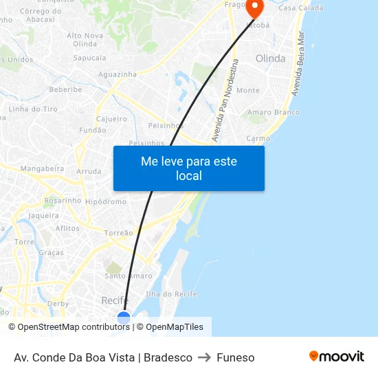 Av. Conde Da Boa Vista | Bradesco to Funeso map