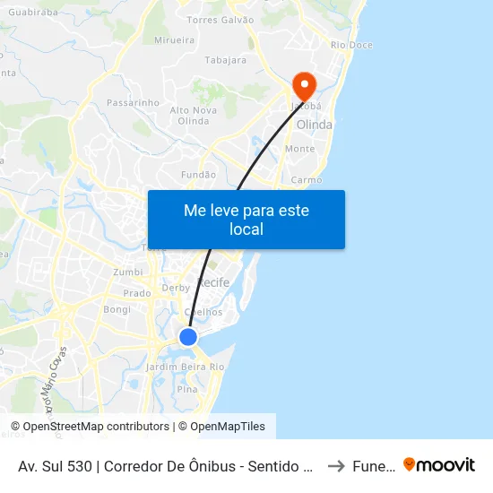 Av. Sul 530 | Corredor De Ônibus - Sentido Subúrbio to Funeso map