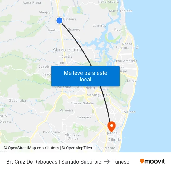 Brt Cruz De Rebouças | Sentido Subúrbio to Funeso map
