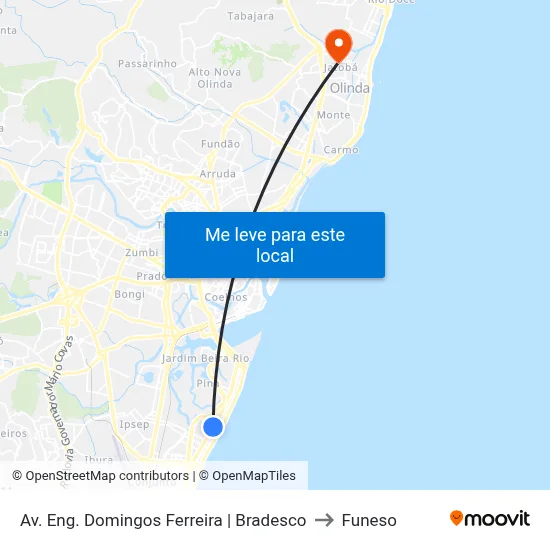 Av. Eng. Domingos Ferreira | Bradesco to Funeso map