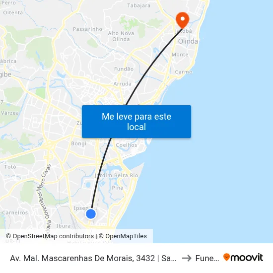 Av. Mal. Mascarenhas De Morais, 3432 | Sam's Club to Funeso map
