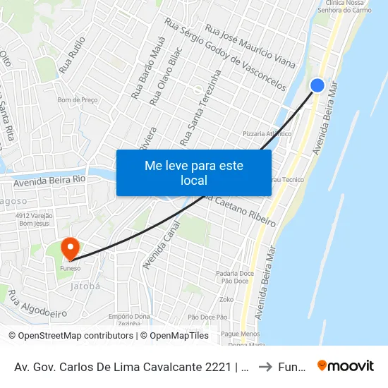 Av. Gov. Carlos De Lima Cavalcante 2221 | Atacadão to Funeso map