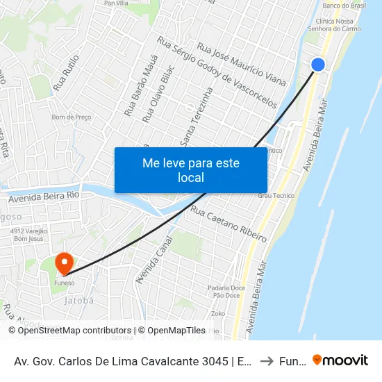 Av. Gov. Carlos De Lima Cavalcante 3045 | Edf. Clemont Ferrand to Funeso map