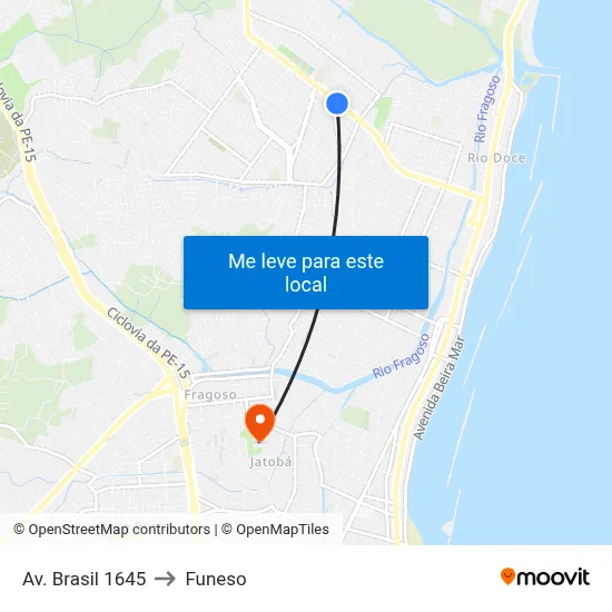 Av. Brasil 1645 to Funeso map