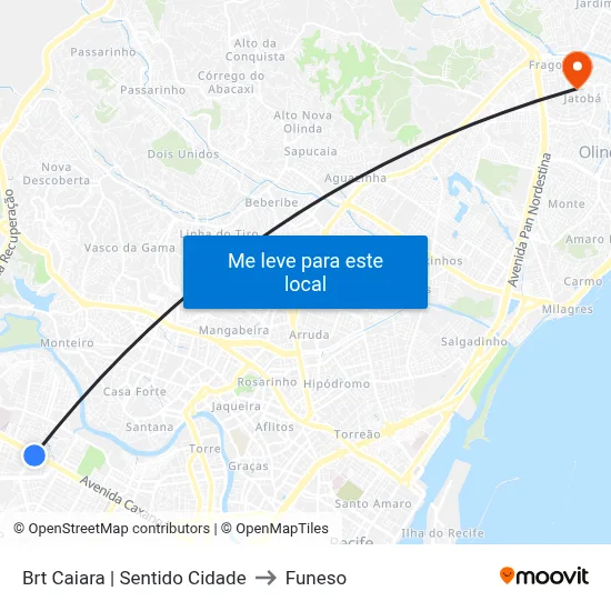 Brt Caiara | Sentido Cidade to Funeso map