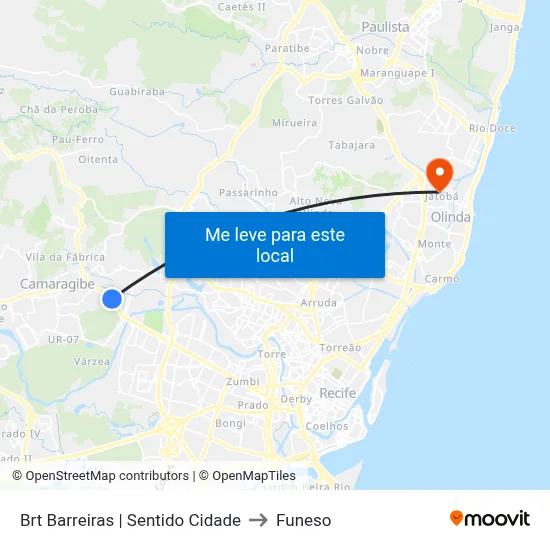 Brt Barreiras | Sentido Cidade to Funeso map