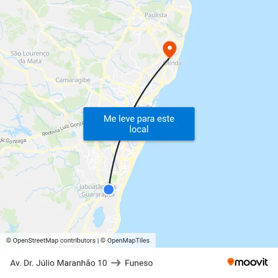 Av. Dr. Júlio Maranhão 10 to Funeso map