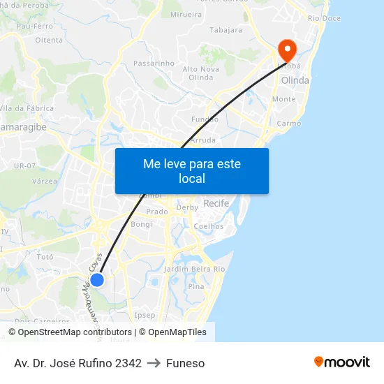Av. Dr. José Rufino 2342 to Funeso map
