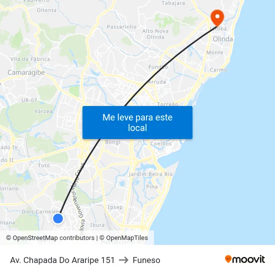 Av. Chapada Do Araripe 151 to Funeso map