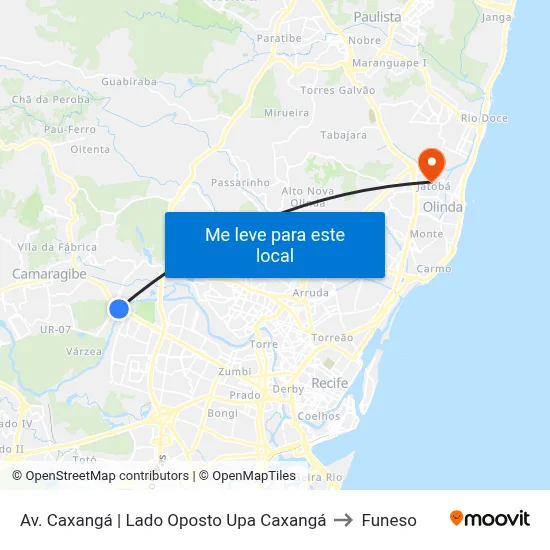 Av. Caxangá | Lado Oposto Upa Caxangá to Funeso map