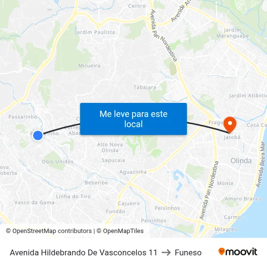 Avenida Hildebrando De Vasconcelos 11 to Funeso map