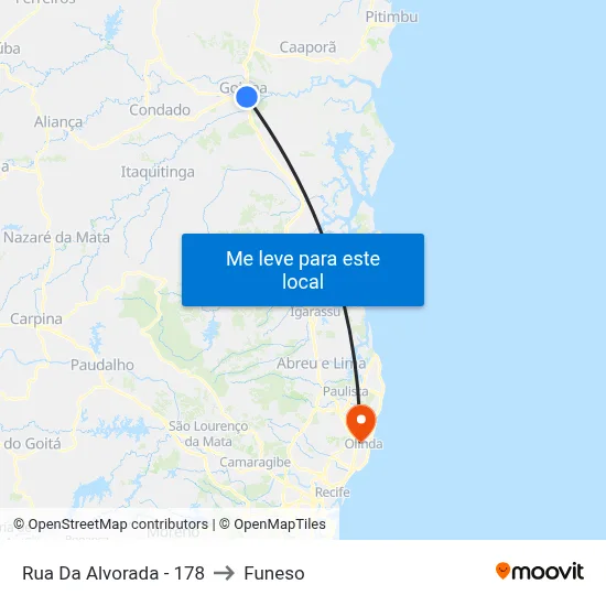 Rua Da Alvorada - 178 to Funeso map