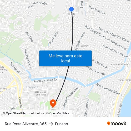 Rua Rosa Silvestre, 365 to Funeso map