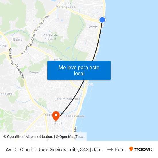 Av. Dr. Cláudio José Gueiros Leite, 342 | Janga Medical Center to Funeso map