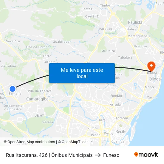 Rua Itacurana, 426 | Ônibus Municipais to Funeso map